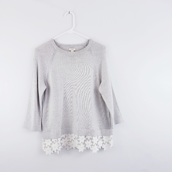 🚫SOLD🚫 J. Crew Floral Lace Trim Wool Sweater - Picture 2 of 8